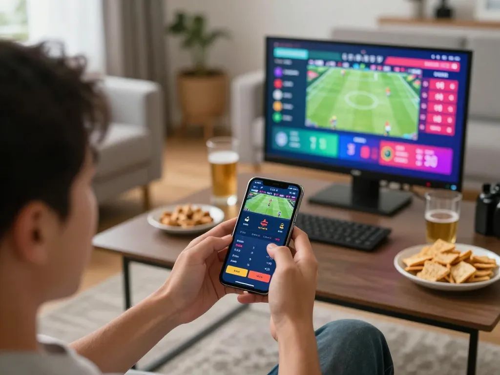 Engaging in sports betting with cm88-yu on smartphone in a modern home environment