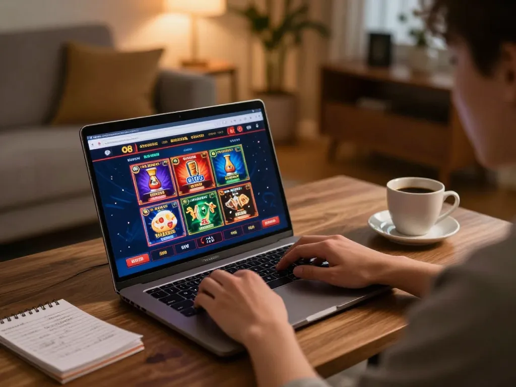Player enjoying strategic online gaming at O8 from the comfort of home.