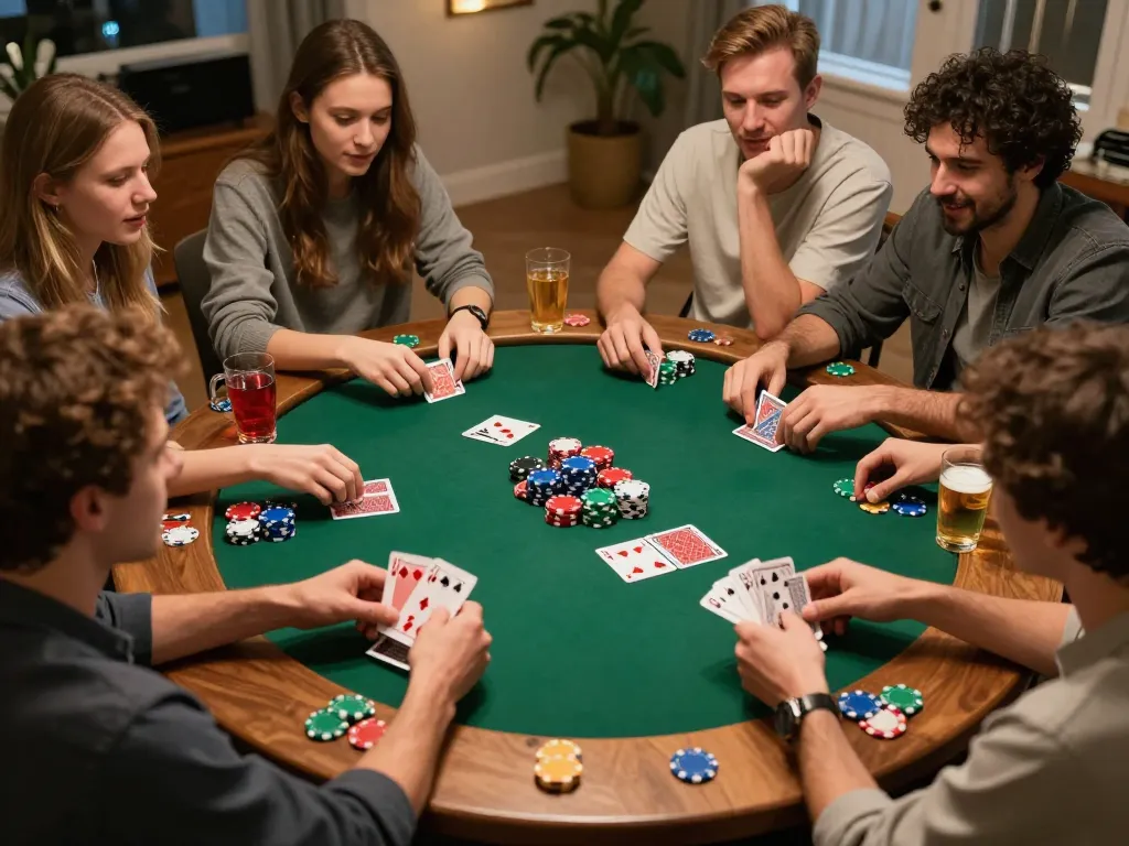 Engaging home poker game scene with friends highlighting strategic gameplay at 789Club.