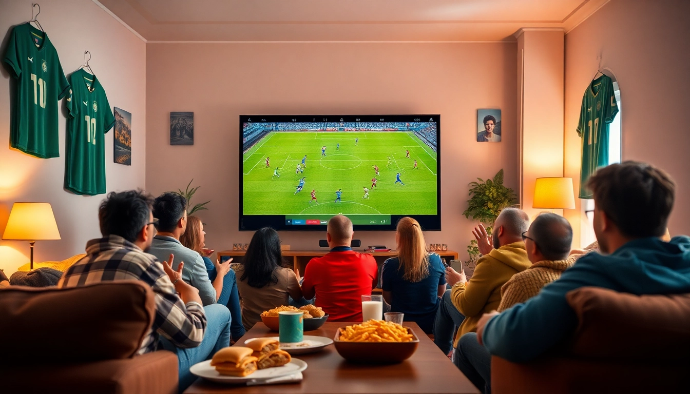 Socolive live football streaming scene with fans enjoying a match in HD quality