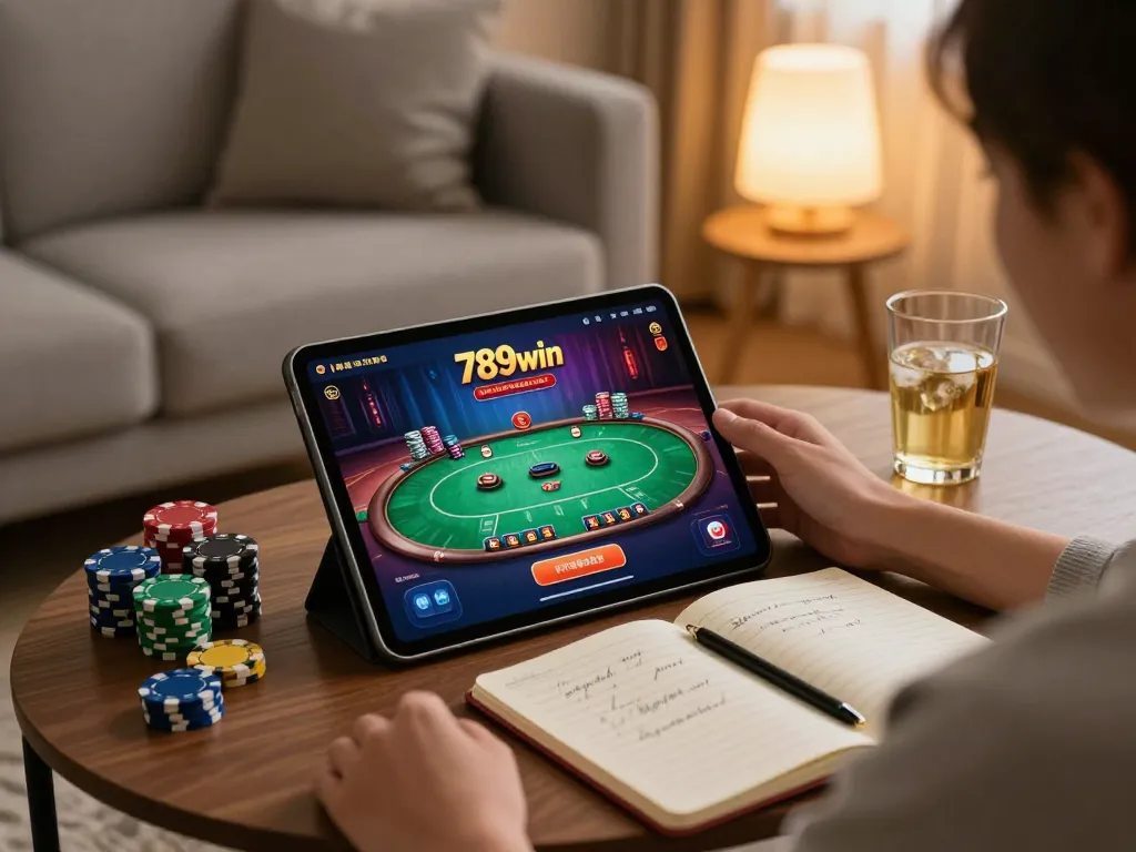 Engaging in a vibrant 789win poker game from the comfort of home.