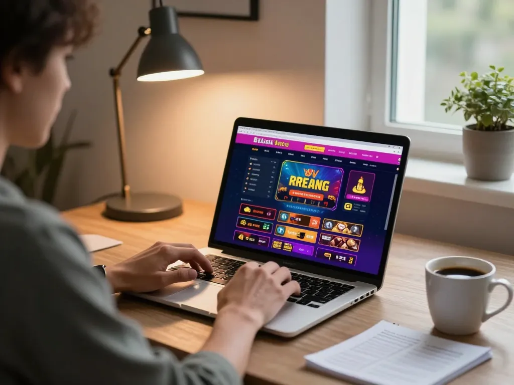 Engaged player utilizing online platform for đăng nhập 789win in a cozy home setting.