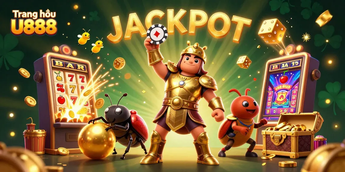 Engage with exciting gambling strategies at Trang chủ U888 with a vibrant jackpot celebration scene.