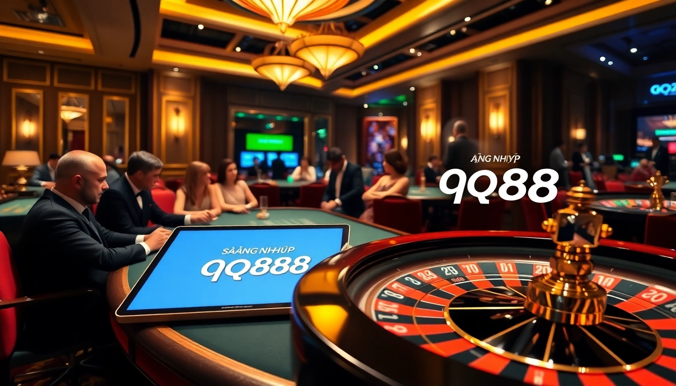 Engage in the action at the luxurious casino showcasing đăng nhập qq88 with poker and roulette excitement.