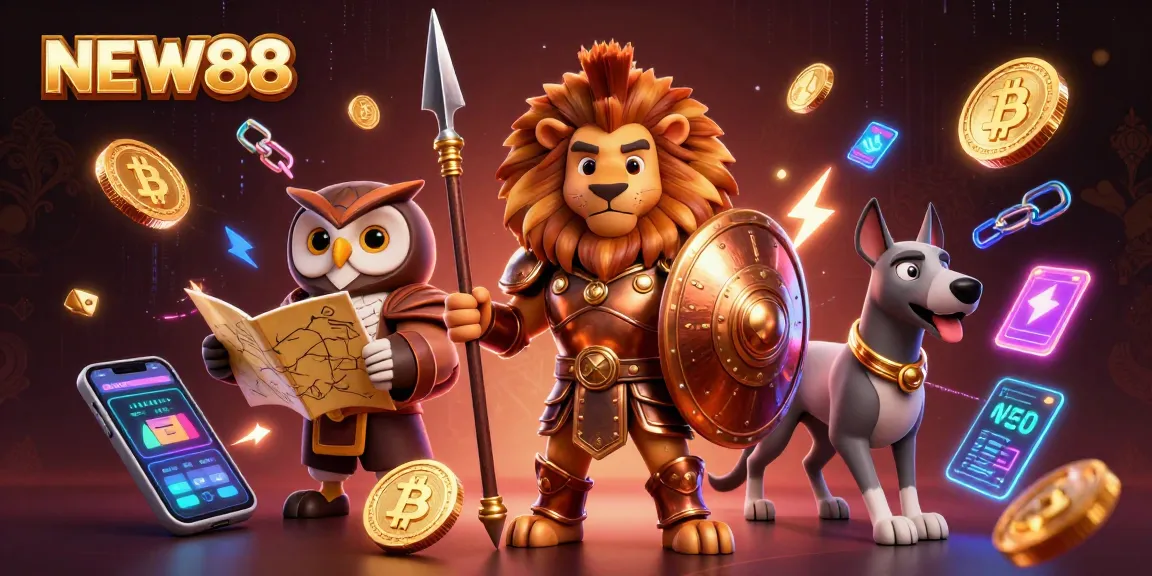 Win big at NEW88 with thrilling casino games and vibrant characters in dynamic 3D imagery.