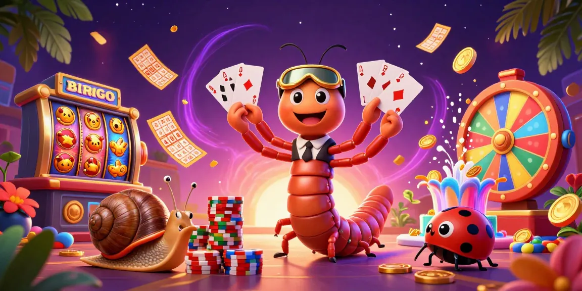 Experience QS88's vibrant casino scene with a 3D cartoon millipede dealer and a high-roller snail.