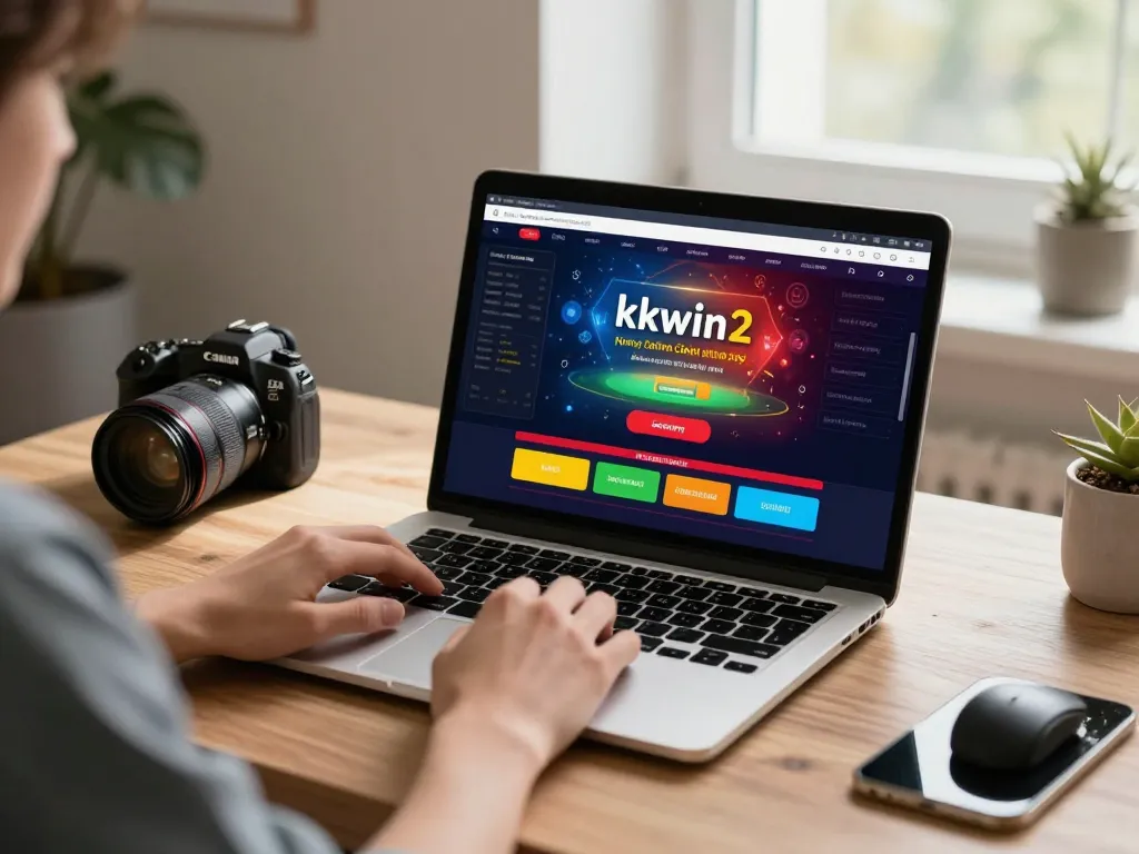 Engaging scene of a player using kkwin2 online casino platform on a laptop, showcasing strategic gameplay.