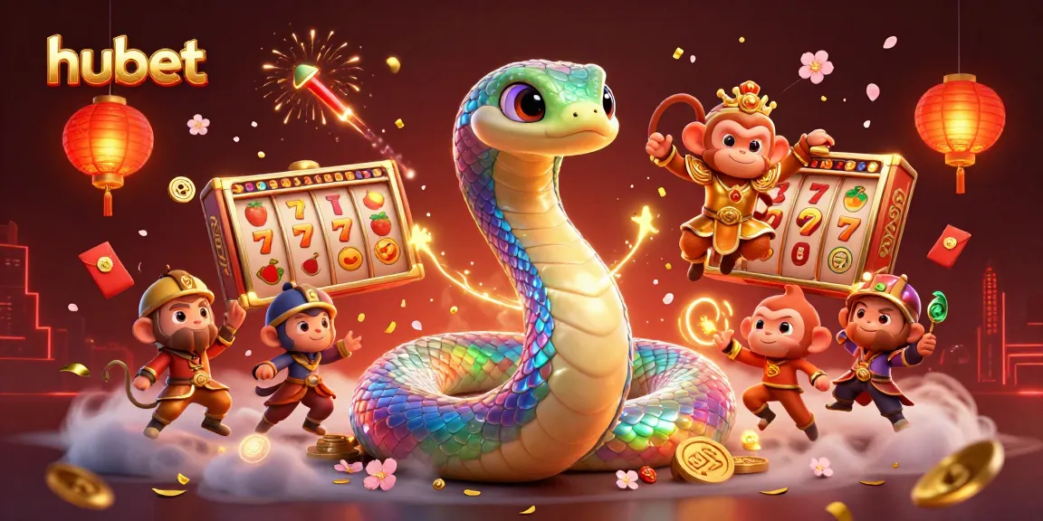 Experience the excitement of hubet gaming with vibrant scenes of thrilling slots and playful characters.