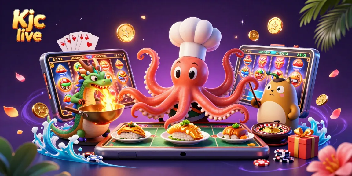 Kjc live game showcasing a dynamic 3D scene with characters and vibrant casino elements.