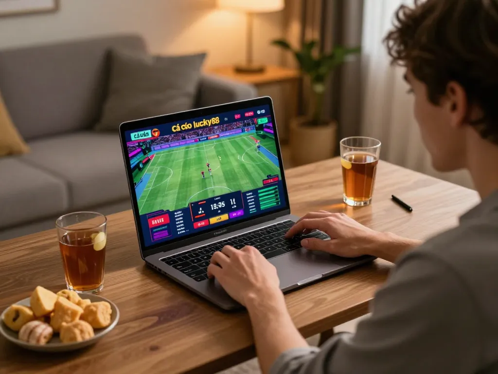 Cá cược lucky88 engagement during an exciting online sports betting session at home
