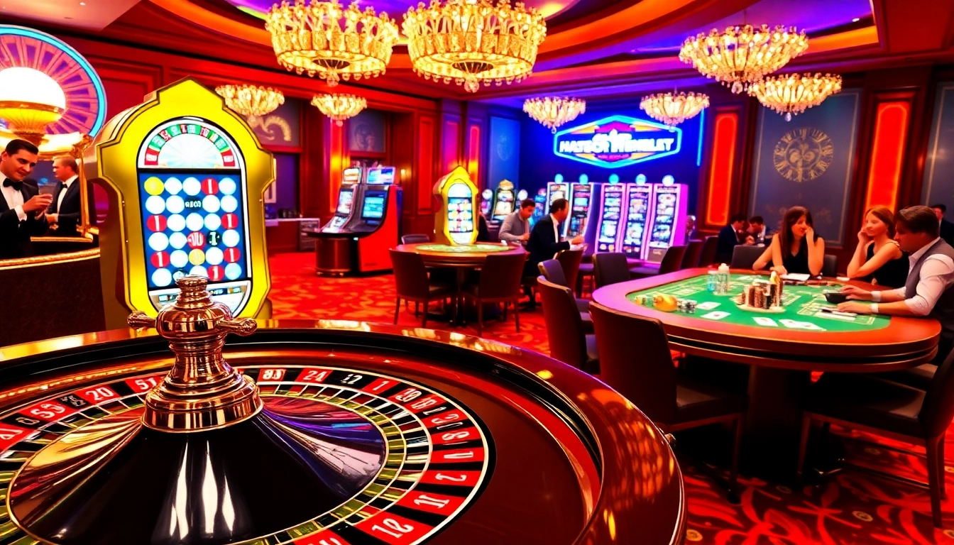 Engage in thrilling gameplay at pg88 com with a vibrant casino atmosphere featuring roulette and slot machines.