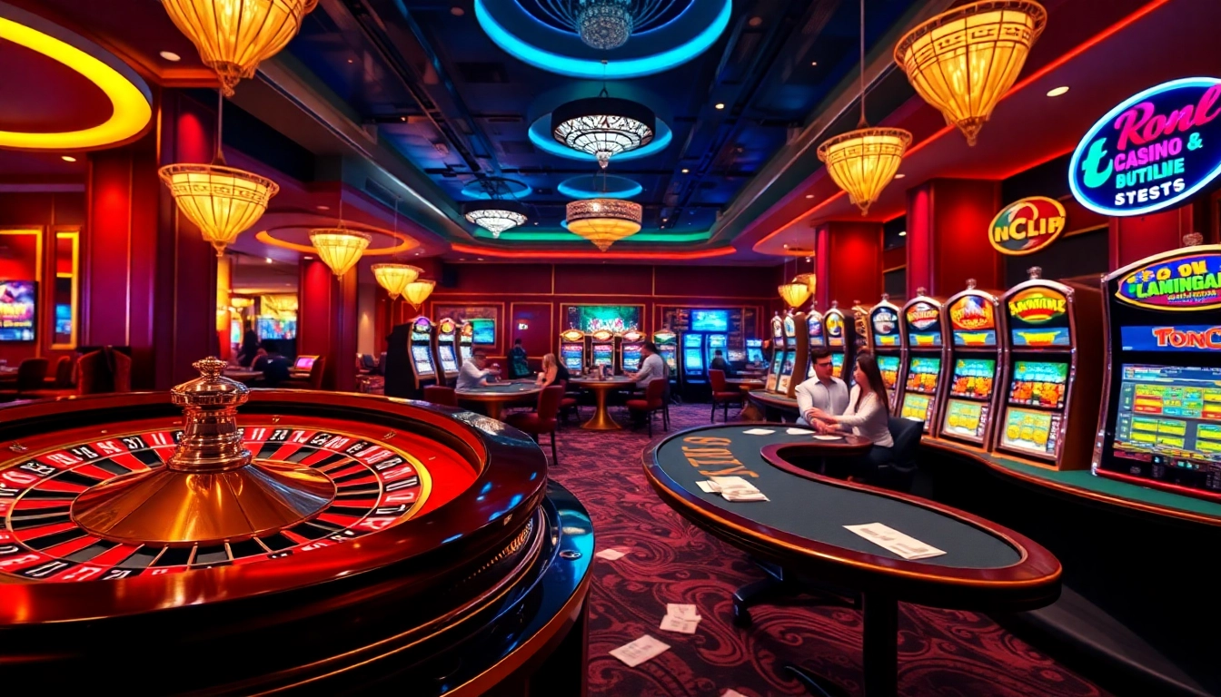 Watch intense gambling action at https://luongsontv5.com/, showcasing thrilling roulette and poker games in a luxurious casino.