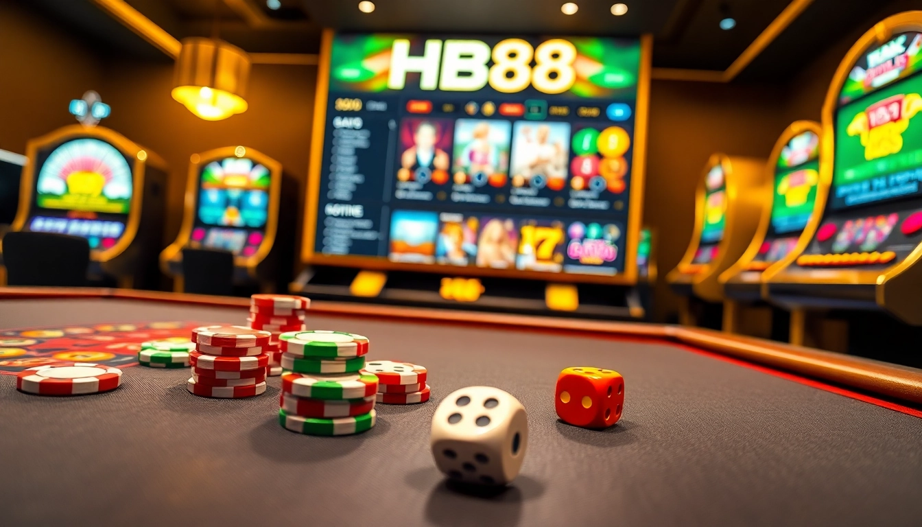 Experience the thrill of HB88 with vibrant gaming tables and engaging online casino visuals.