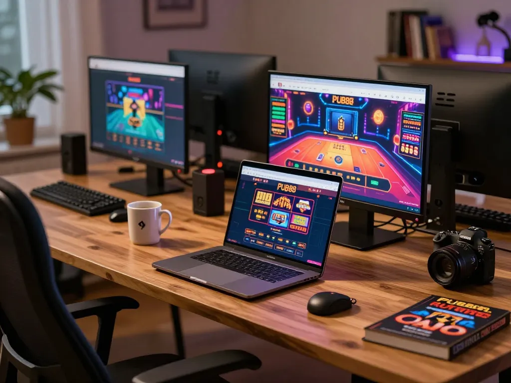 Engaging in exciting gameplay on PUB88's online casino platform with vibrant game displays