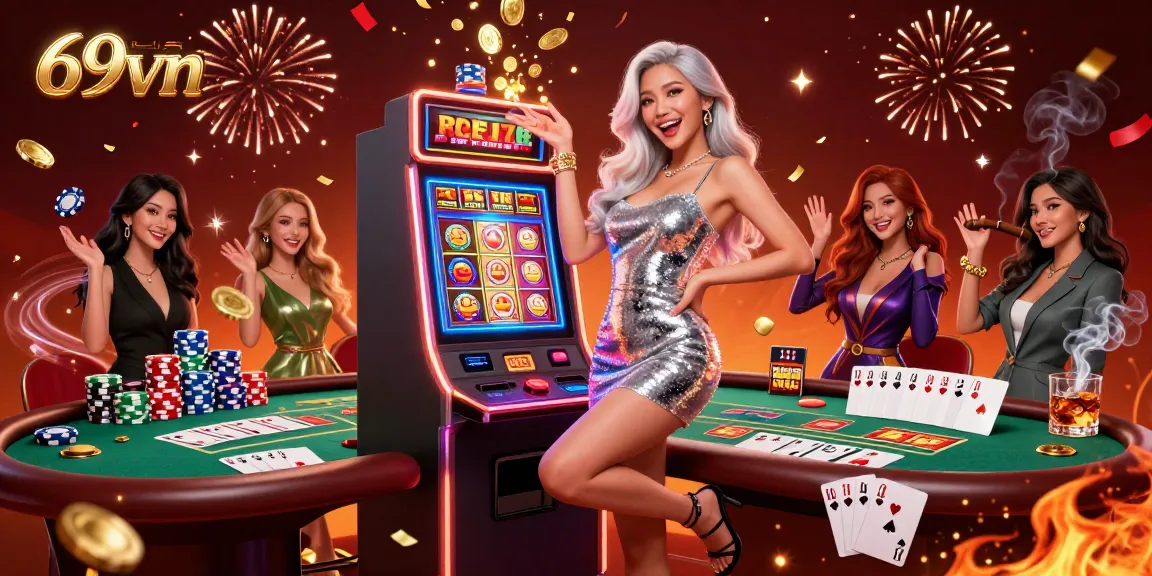 Experience the excitement of 69vn at a vibrant casino scene with jackpot winning moments and luxurious gameplay.