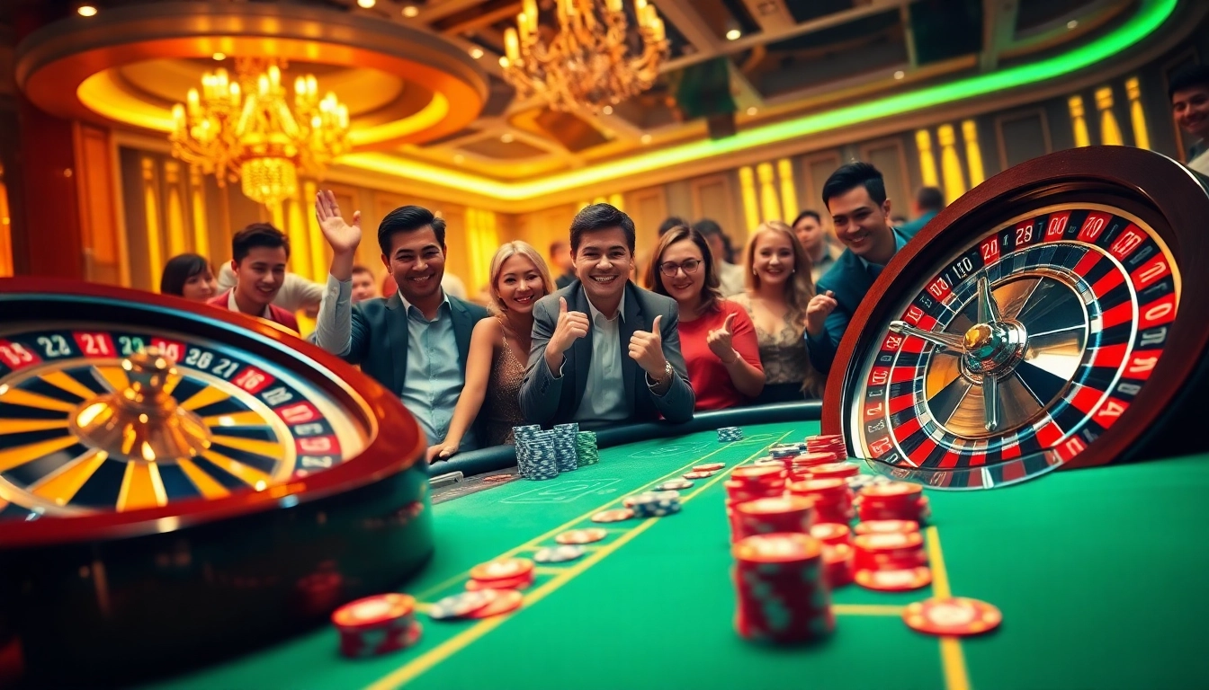 Experience thrilling gameplay at http://ww88h.com/, featuring a vibrant casino scene with poker action and roulette excitement.
