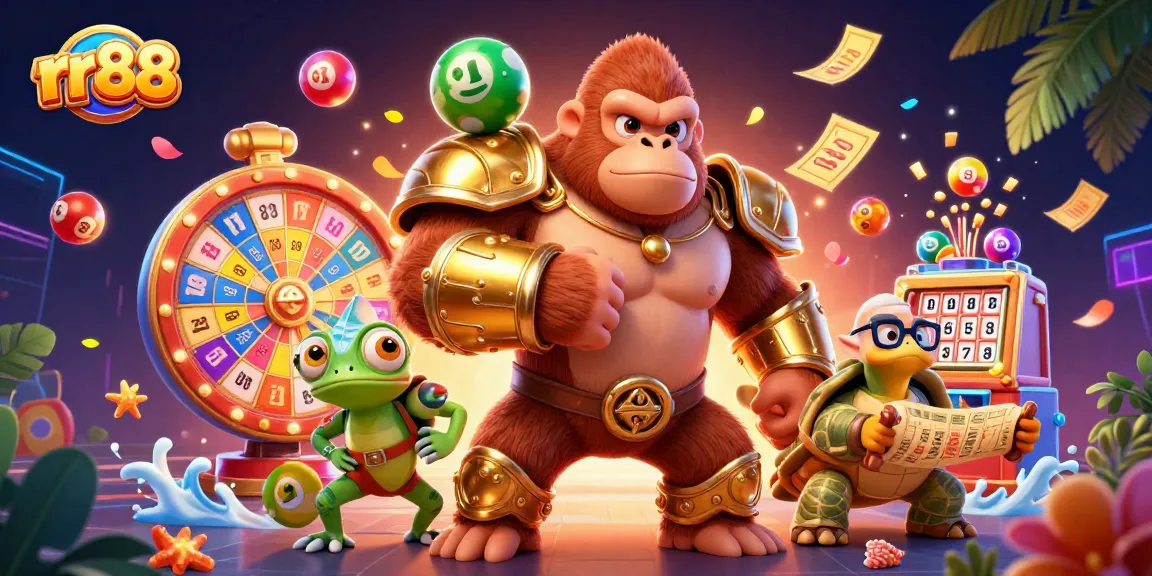 Engage with rr88’s dynamic gaming atmosphere featuring colorful lottery elements and captivating characters.
