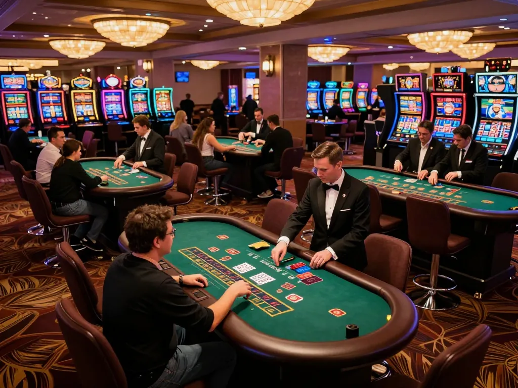 Players enjoying a thrilling game at TG88 casino, engaging in strategic bets around a blackjack table.