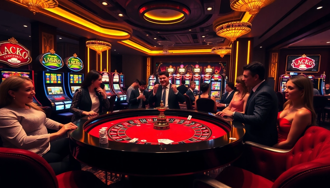 Engaged players enjoying the thrilling atmosphere at the LC88 gem casino, focusing on a roulette table.