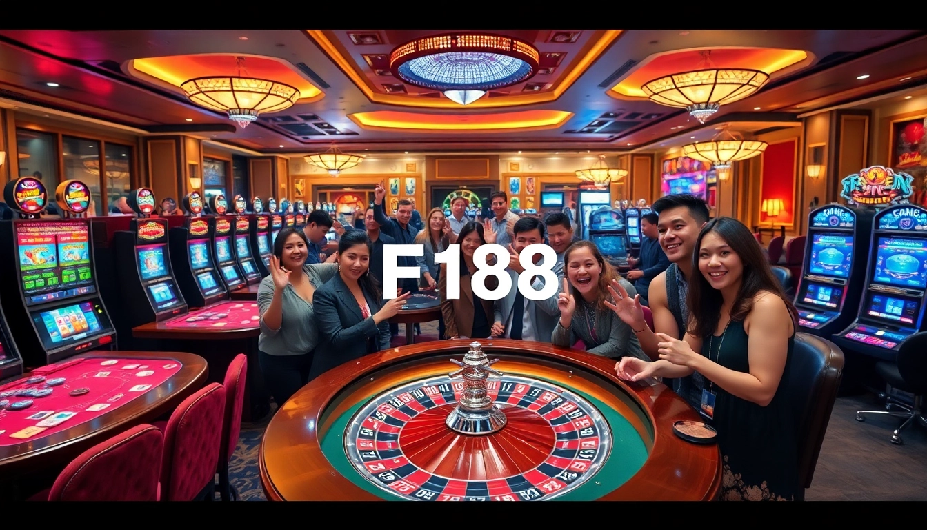 Players enjoying spirited moments at F168 casino tables with vibrant games and excitement.