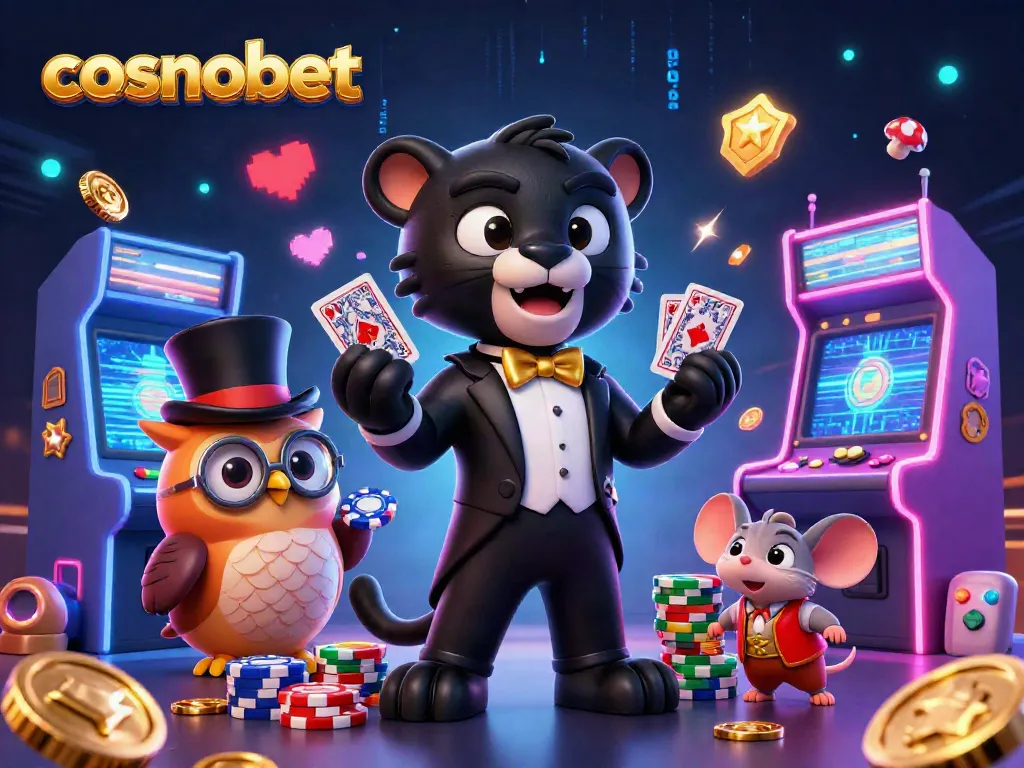 Experience the excitement of Cosmobet with vibrant characters, casino elements, and dynamic gameplay.