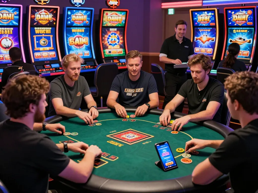 Players enjoying thrilling games at the B52 online casino, showcasing excitement and vibrant atmosphere.
