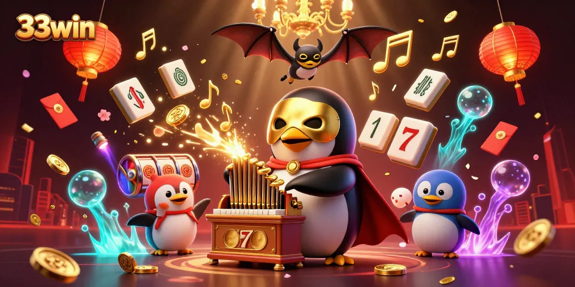Engage in thrilling gameplay at 33win with immersive casino action featuring a penguin organist and festive gaming elements.