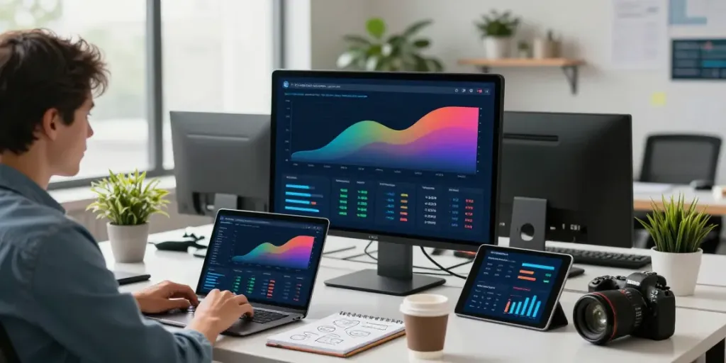 Digital marketing consultant optimizing instant indexing strategies in a modern workspace.