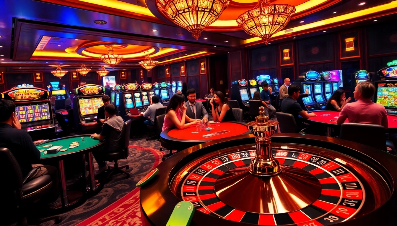 Experience the excitement of i9bet with vibrant casino gaming at luxurious tables and slot machines.