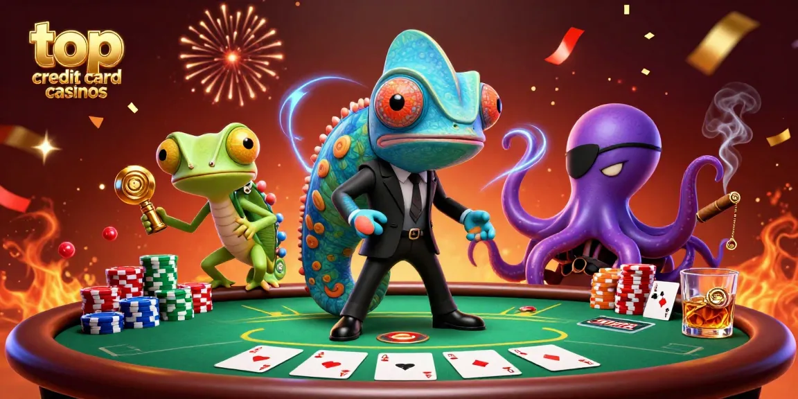 Experience thrilling action at top credit card casinos with colorful poker scenes and high-stakes excitement.