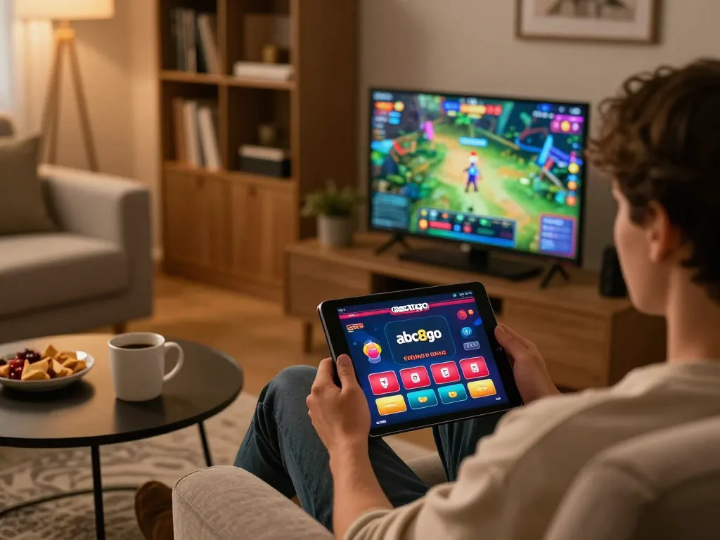 Experience thrilling gameplay on abc8go app in a cozy home gaming setup