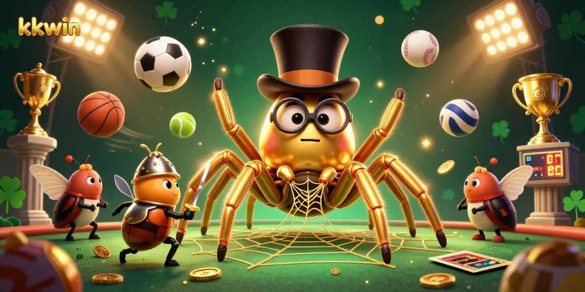 Experience kkwin's casino adventure with a golden tarantula and beetle knight in 3D extravagance.