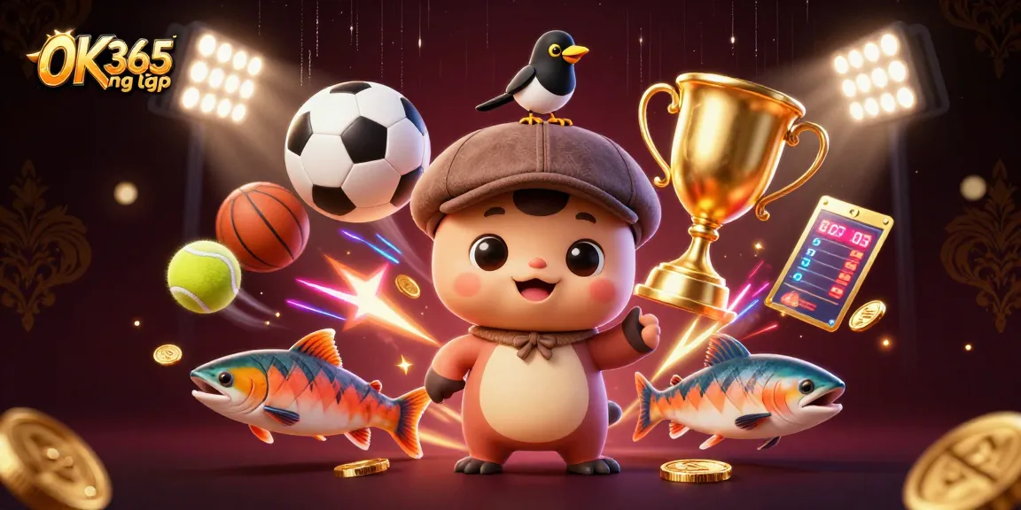 Experience OK365 đăng nhập with vibrant casino elements and dynamic characters in a rich illustration.