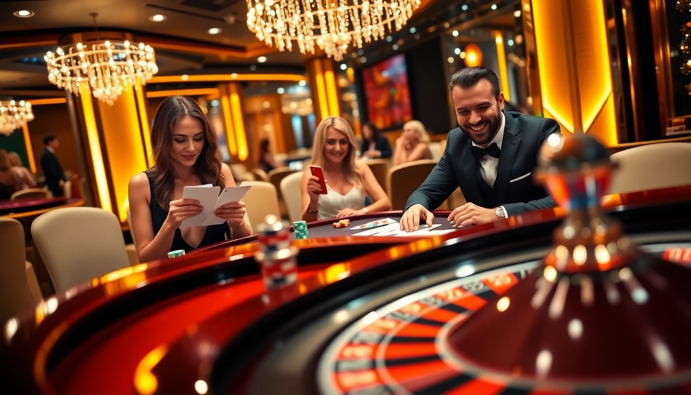 Experience thrilling gameplay at thabett.io with players celebrating wins at a luxurious casino.
