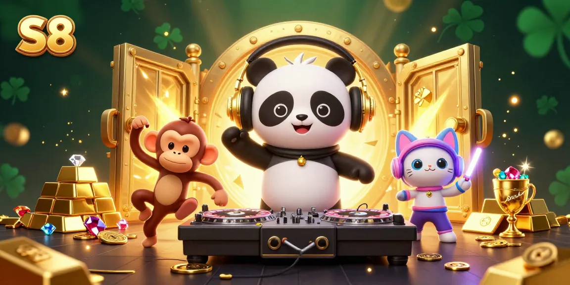 Engage with S8's vibrant casino scene featuring lively characters and dynamic gambling elements.