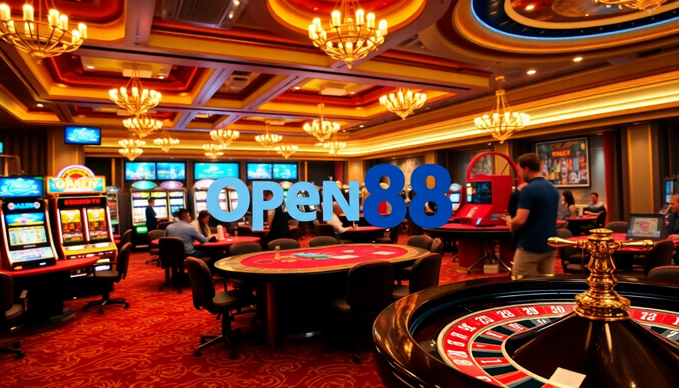 Players celebrating wins at a luxurious casino highlighting thương hiệu OPEN88's exciting betting opportunities.