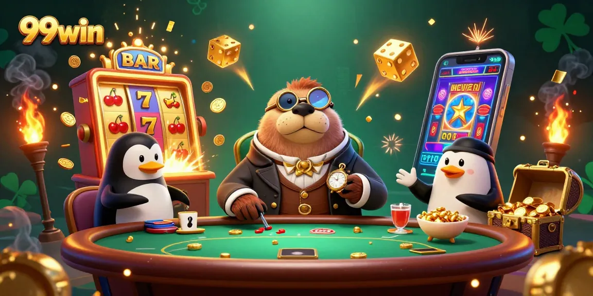 Experience thrilling poker action with 99win's whimsical underwater casino scene featuring colorful characters.