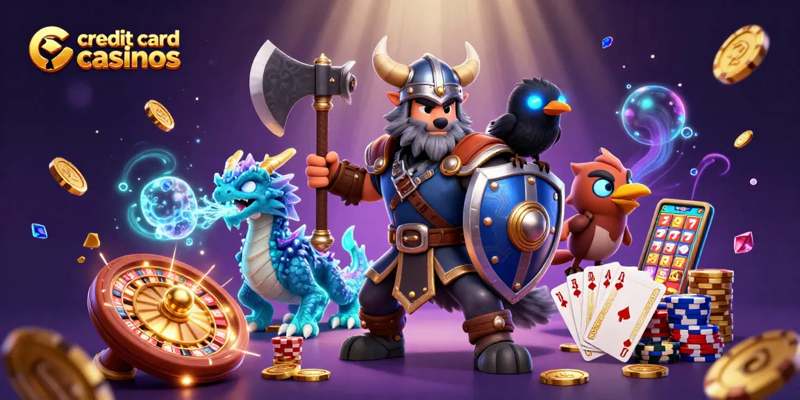 Experience exciting gameplay at credit card casinos with a Viking warrior and dragon among glowing treasures.