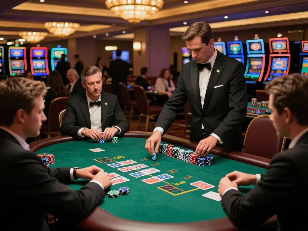 Players at a blackjack table enjoying a thrilling game of MM88 in a luxurious casino setting