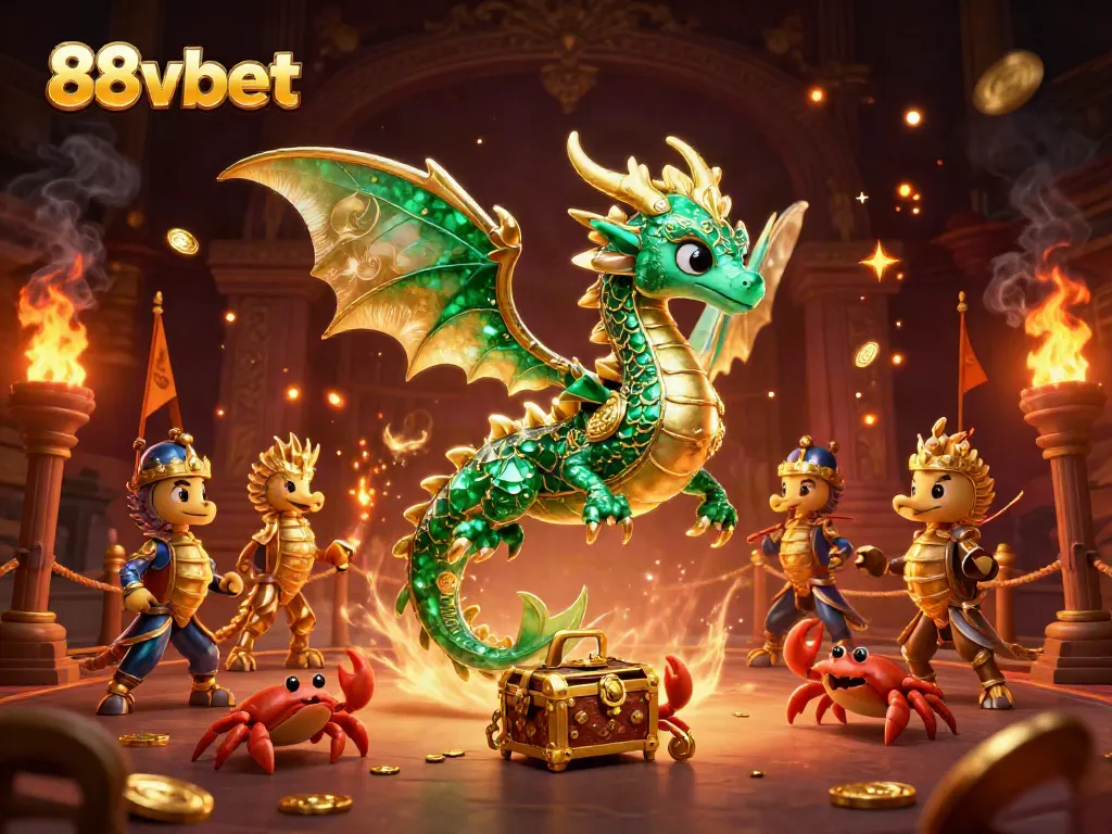 Engage in thrilling gameplay with 88vbet's vibrant 3D casino dragon scene packed with treasures and excitement.
