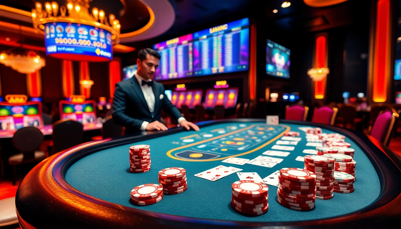 Experience the excitement of 98win đăng nhập at a vibrant poker table with polished chips and elegant cards.
