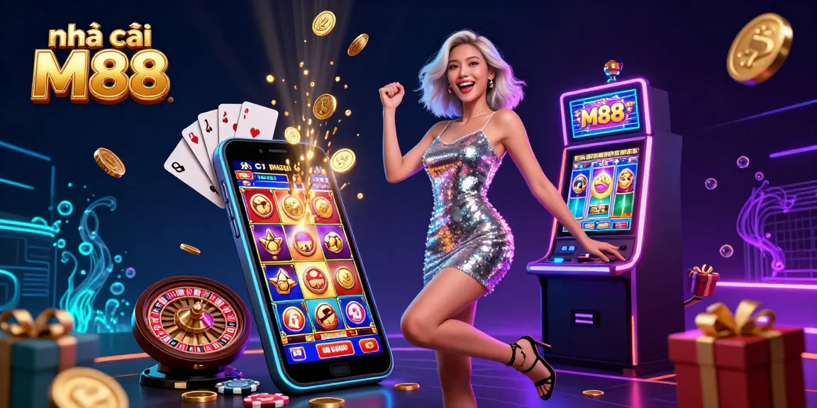 Engage with nhà cái M88's thrilling slots, featuring vibrant jackpot moments and dynamic casino elements.