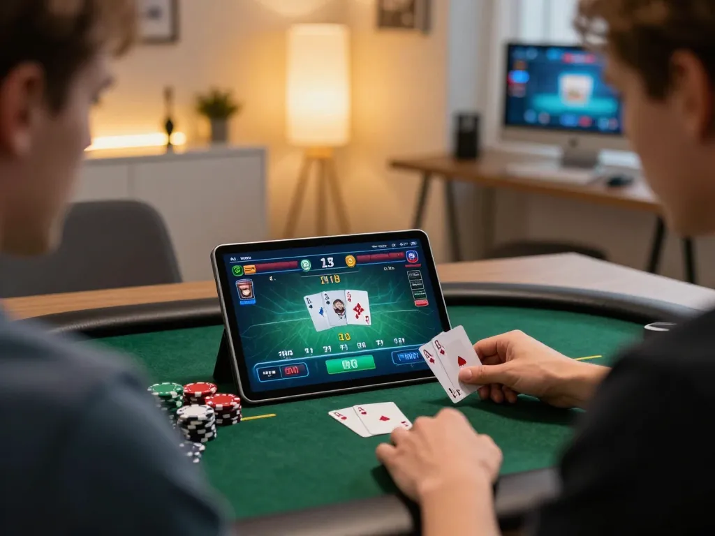 Engaging online poker scene with 33WIM showcasing strategic gameplay on a tablet.