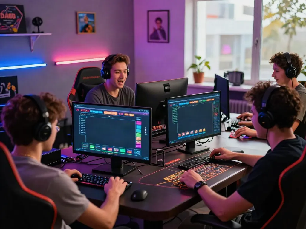 Dynamic scene of players enjoying the nhà cái da88 gaming experience at home, depicting excitement and engagement in online casino games.