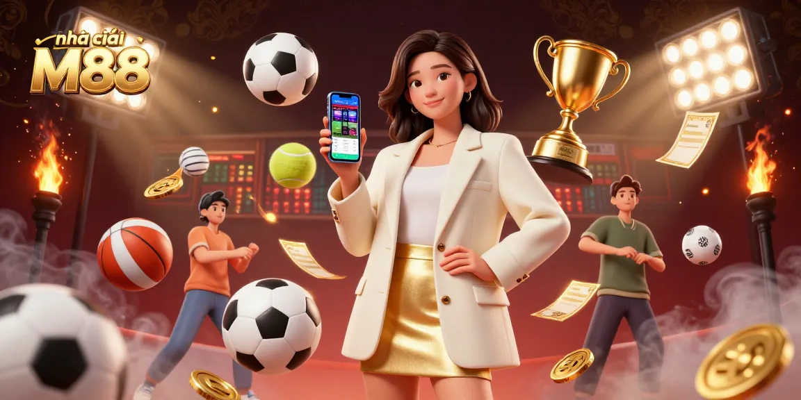 Engage with nhà cái M88 in dynamic sports betting illustrated with vibrant visuals and energetic elements.