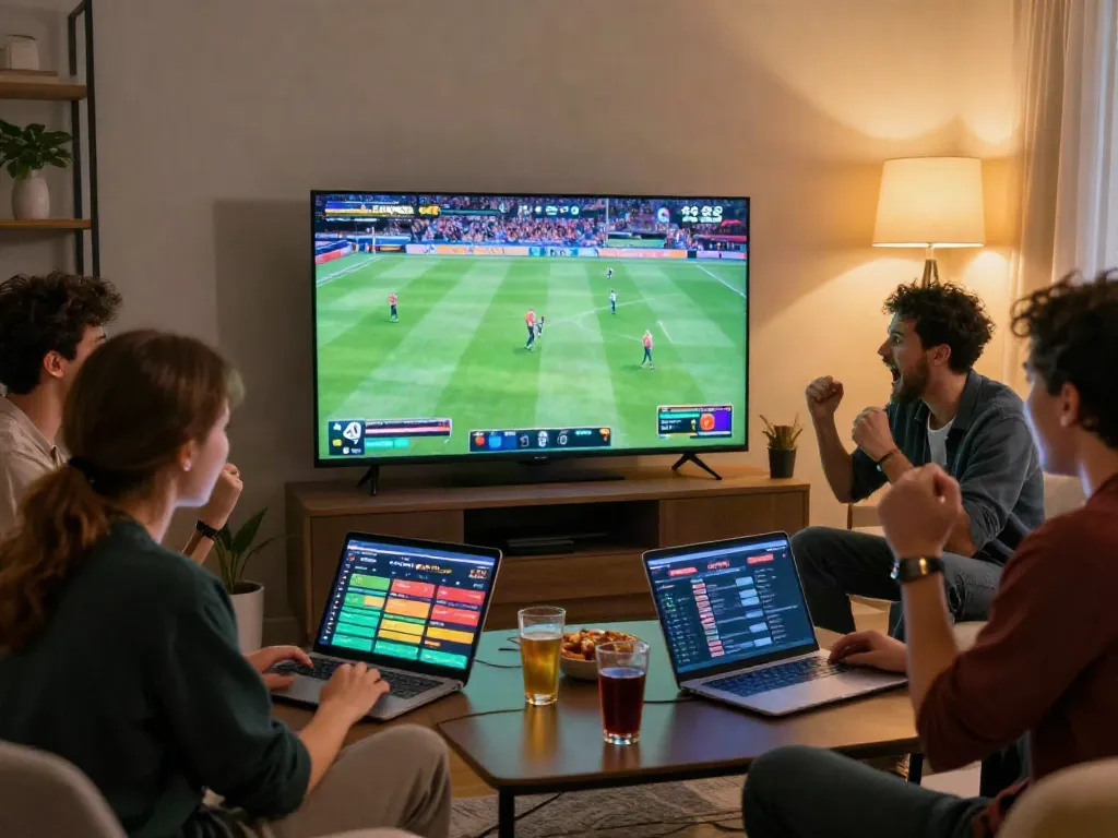 Friends enjoying a lively gaming experience on five88 with drinks and snacks.