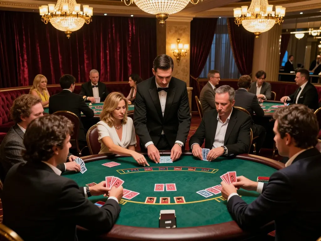Engaged players at casino 789win focusing on blackjack strategy during a lively game.