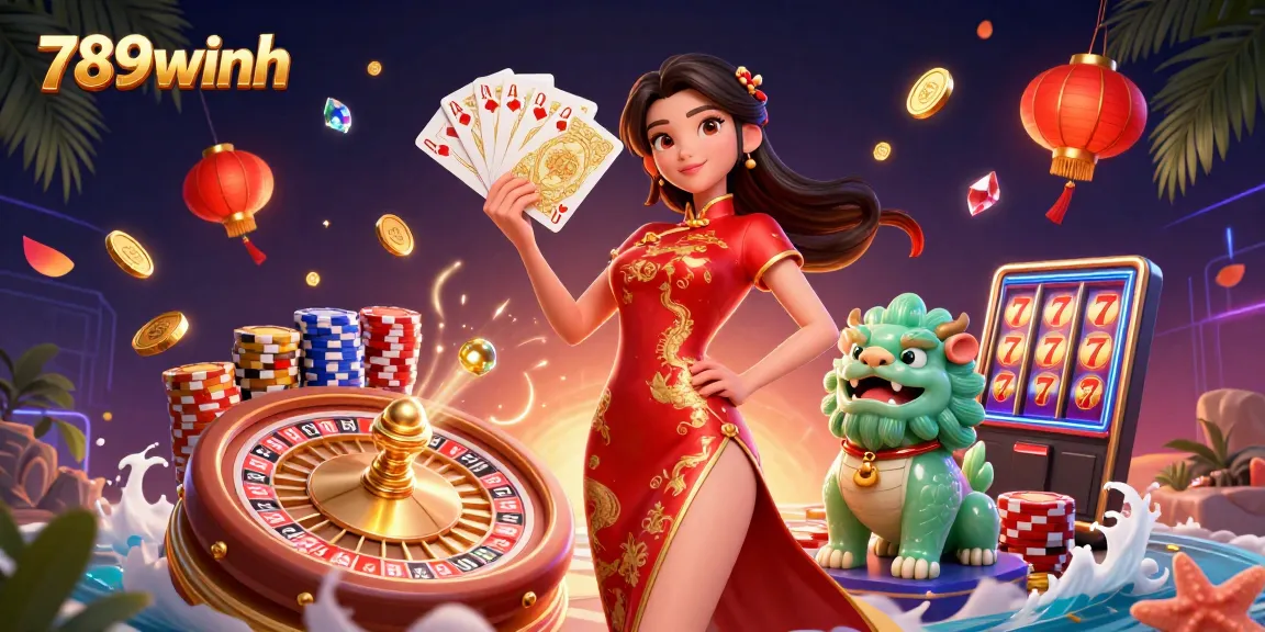 Experience the thrill of winning with 789winh, featuring dramatic casino elements and rich colors.