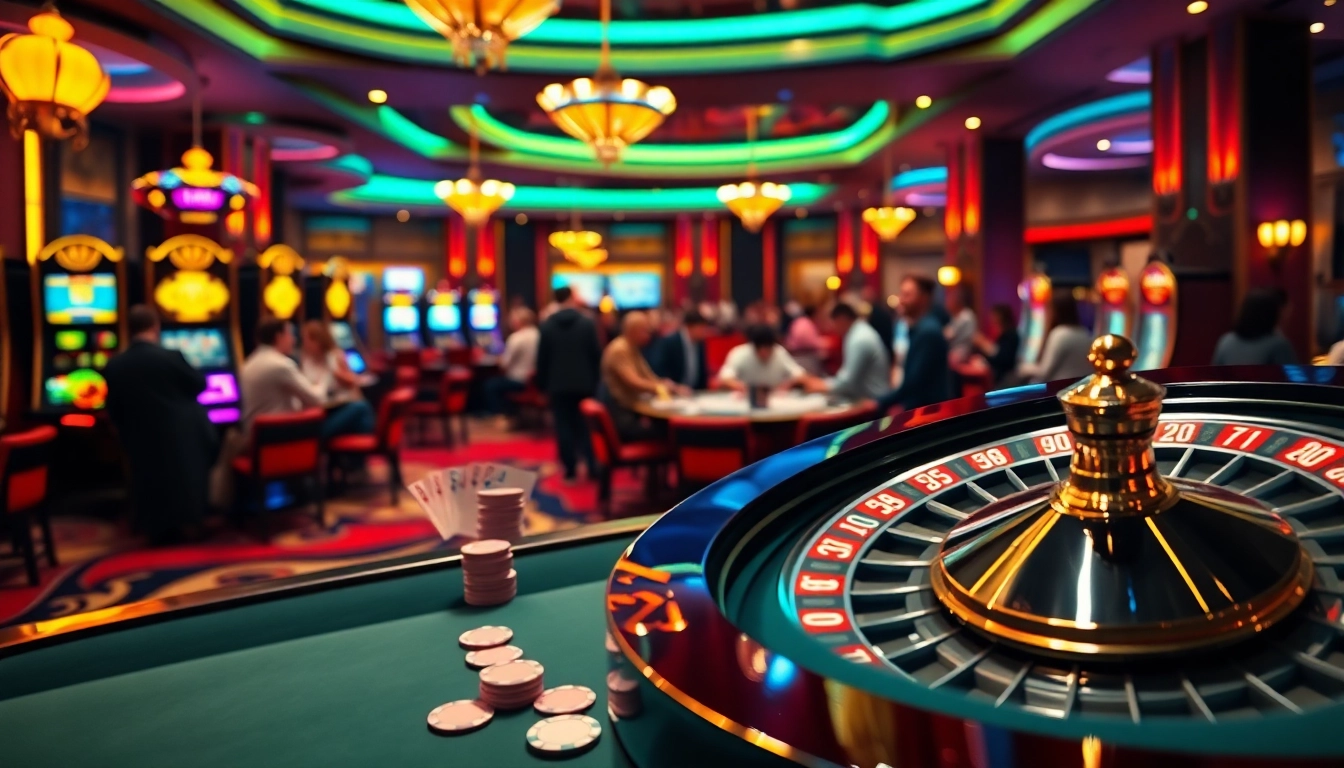G28 casino scene showcasing vibrant slot machines and poker action.