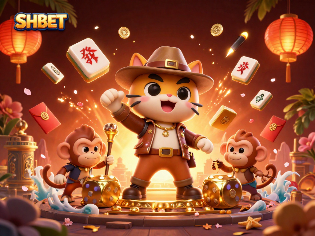 Engage with SHBET while uncovering golden artifacts in a vibrant casino-themed scene.